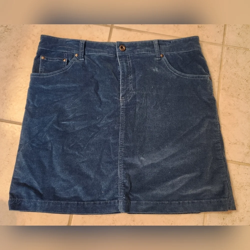 GAP Jeans Stretch Navy Blue Corduroy Mini Skirt‎ Women’s Sz 14 #D916